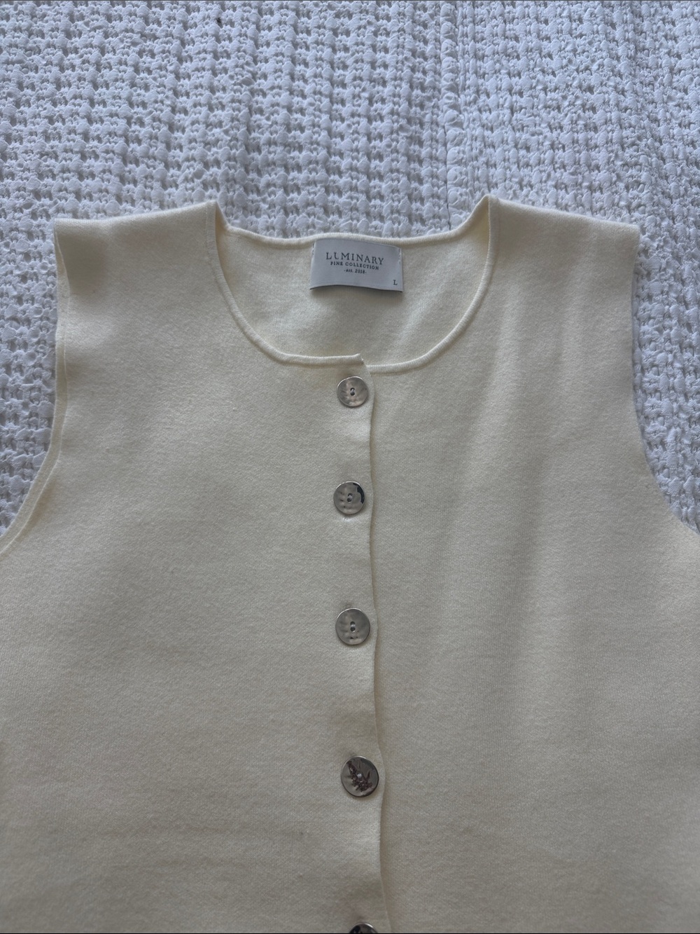 Luminary Cream Knit Button-Front Shell & Pant Set - Picture 8 of 12